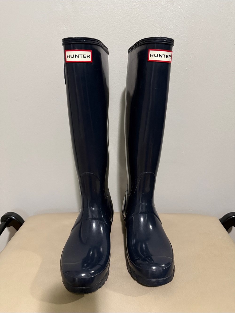 Hunter Glossy Tall Rain Boots - Navy Blue